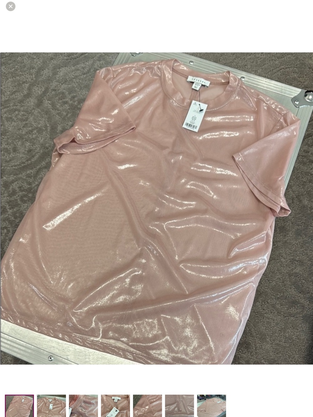 Topshop Pale Pink Shimmer Short Sleeve Tee
